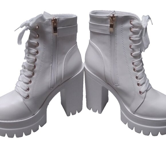 white platform chunk heel boots size 37 - Picture 4 of 15
